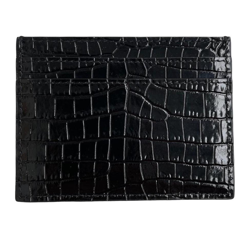 Saint Laurent Crocodile Embossed Leather Card Holder