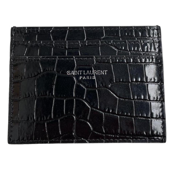 Saint Laurent Crocodile Embossed Leather Card Holder