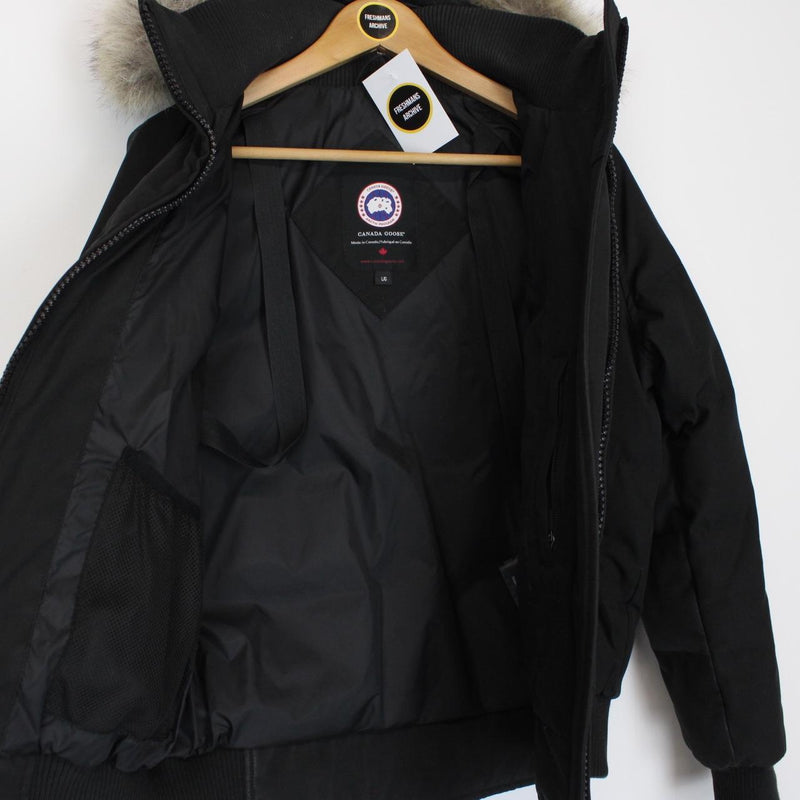 Canada Goose Black Savona Bomber Down Jacket with Fur Trim