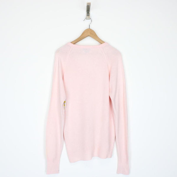 Vintage 90s Christian Dior Pink Orlon Arcylic Knit V-Neck Jumper