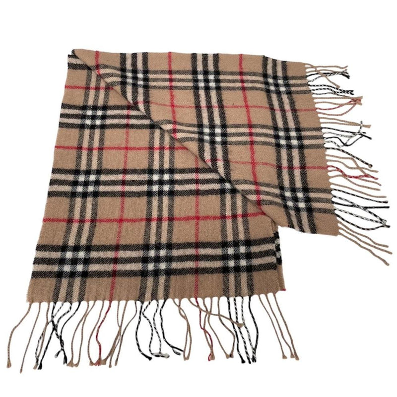 Vintage 90s Burberry Beige Nova Check Lambswool Scarf