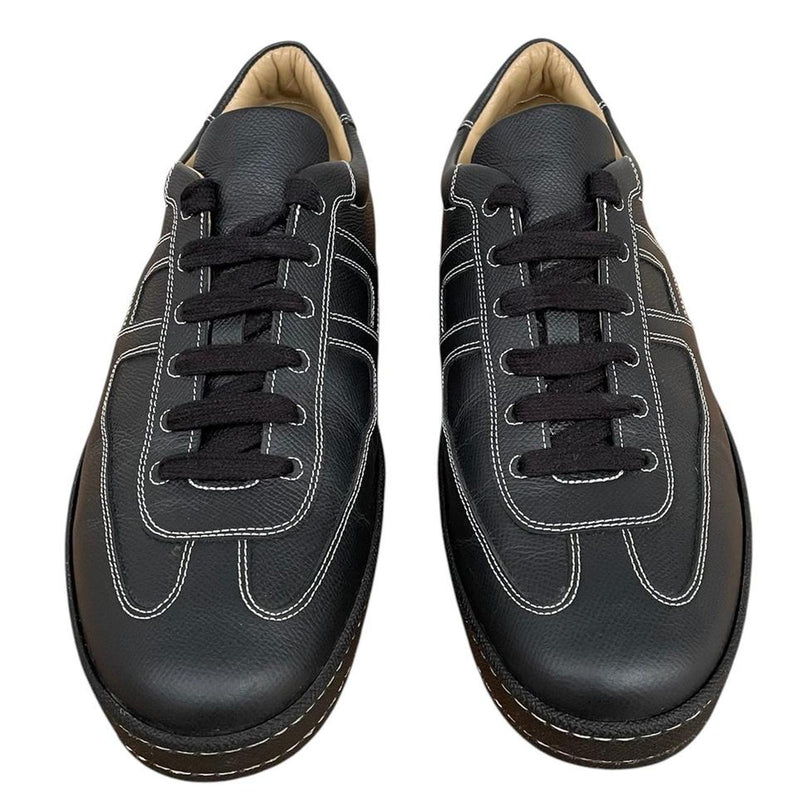 Hermes Boomerang Black Leather Trainers