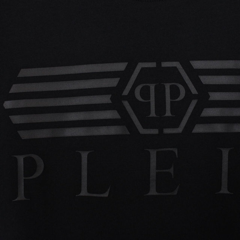 Philipp Plein Platinum Cut Black Logo Print Short Sleeve T-Shirt