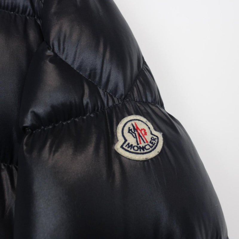 Moncler Lunetiere Navy Blue and Red Full Zip Hooded Down Jacket