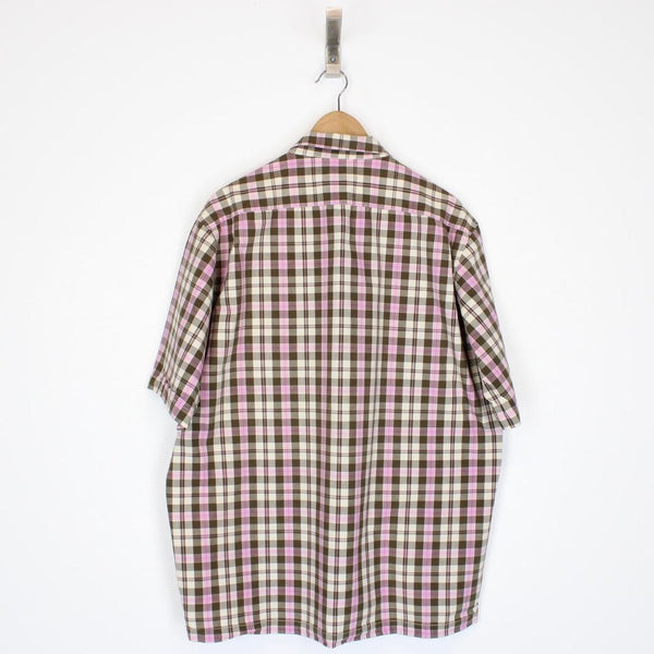 Vintage 90s Stussy Multicoloured Checked Short Sleeve Cotton Shirt