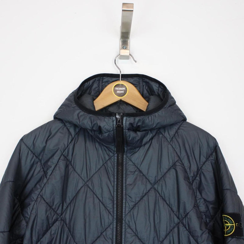 Stone Island SS 2019 Blue Garment Dyed Quilted Micro Yarn Down Jacket