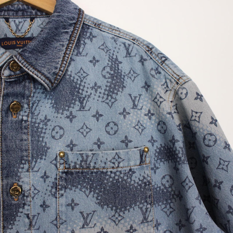 Louis Vuitton Blue LV Monogram Short Sleeve Denim Workwear Shirt