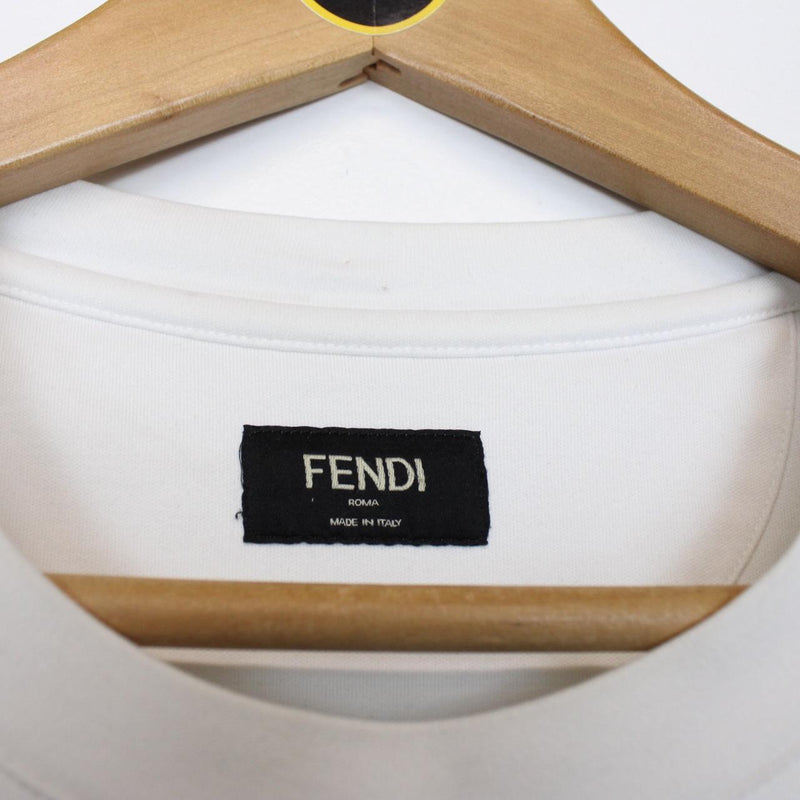 Fendi White Zucca Monogram Cotton Short Sleeve T-Shirt