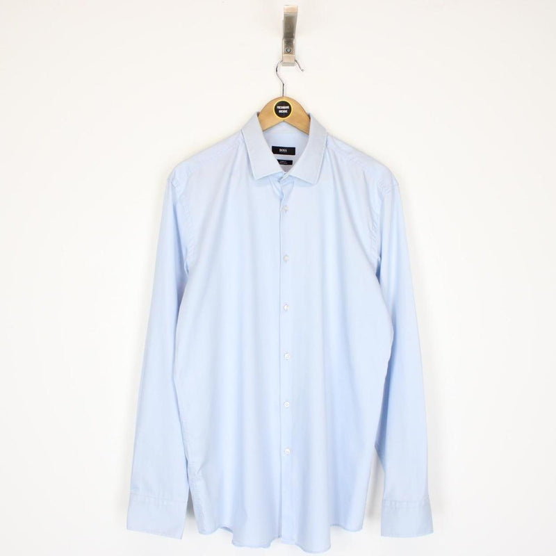 Hugo Boss Blue Long Sleeve Cotton Shirt