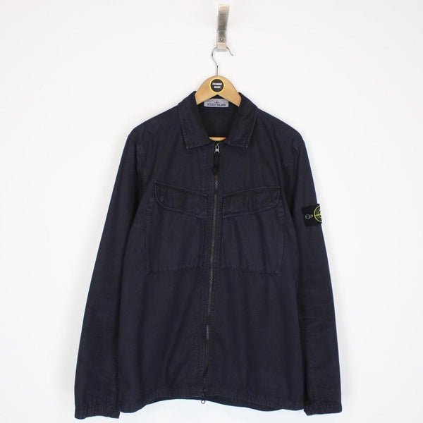 Stone Island AW 2022 Navy Blue Full Zip Overshirt Jacket