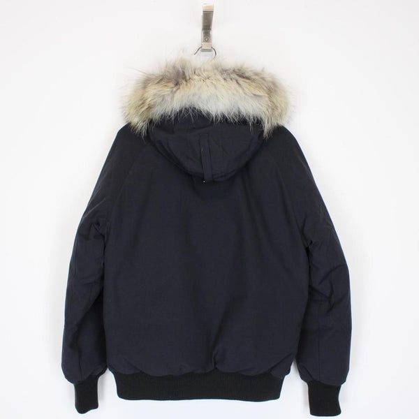 Canada Goose Navy Blue Chilliwack Bomber Down Jacket with Fur Trim