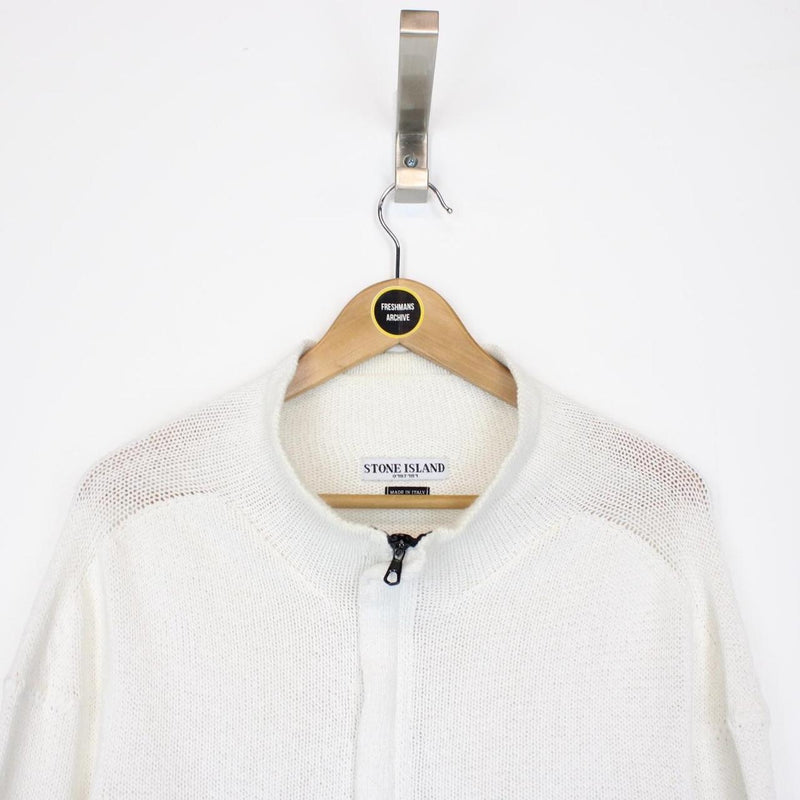 Vintage Stone Island SS 2004 White Cotton Knit Sweatshirt Jumper