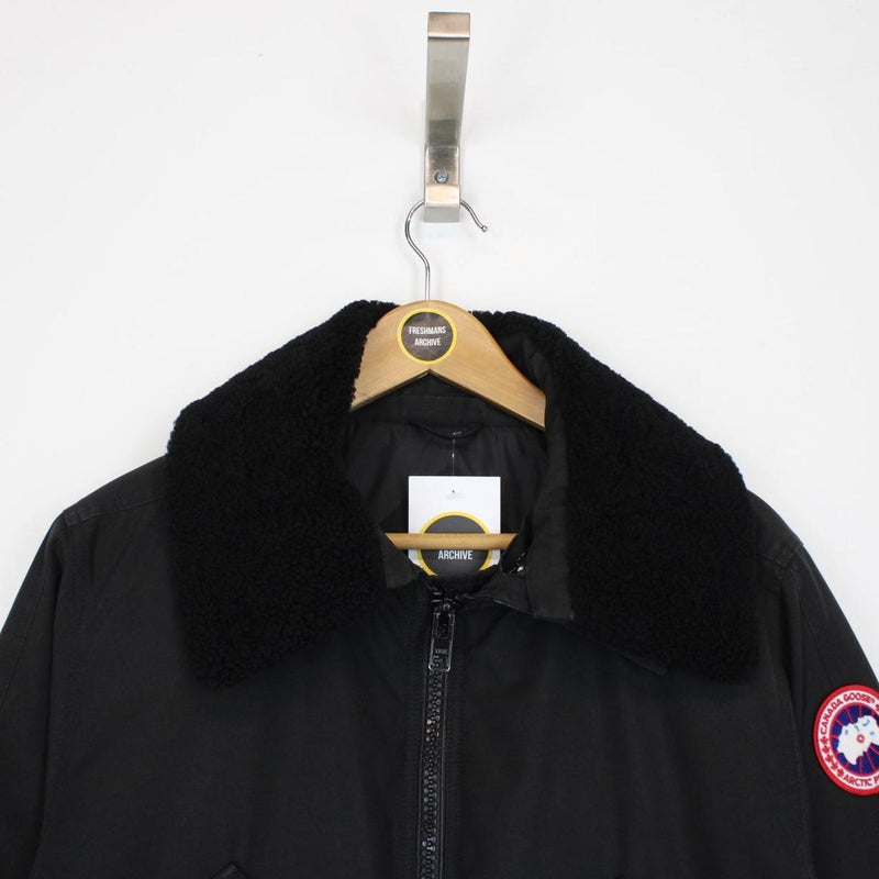 Canada Goose Black Bromley Bomber Down Jacket with Fur Trim