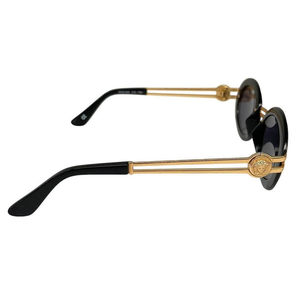 Vintage Versace Black and Gold S28 Round Sunglasses