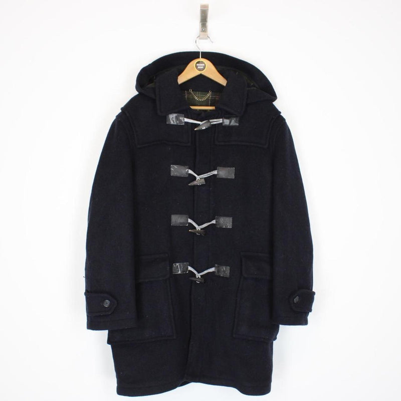 Barbour Navy Blue Wool Hooded Duffle Coat