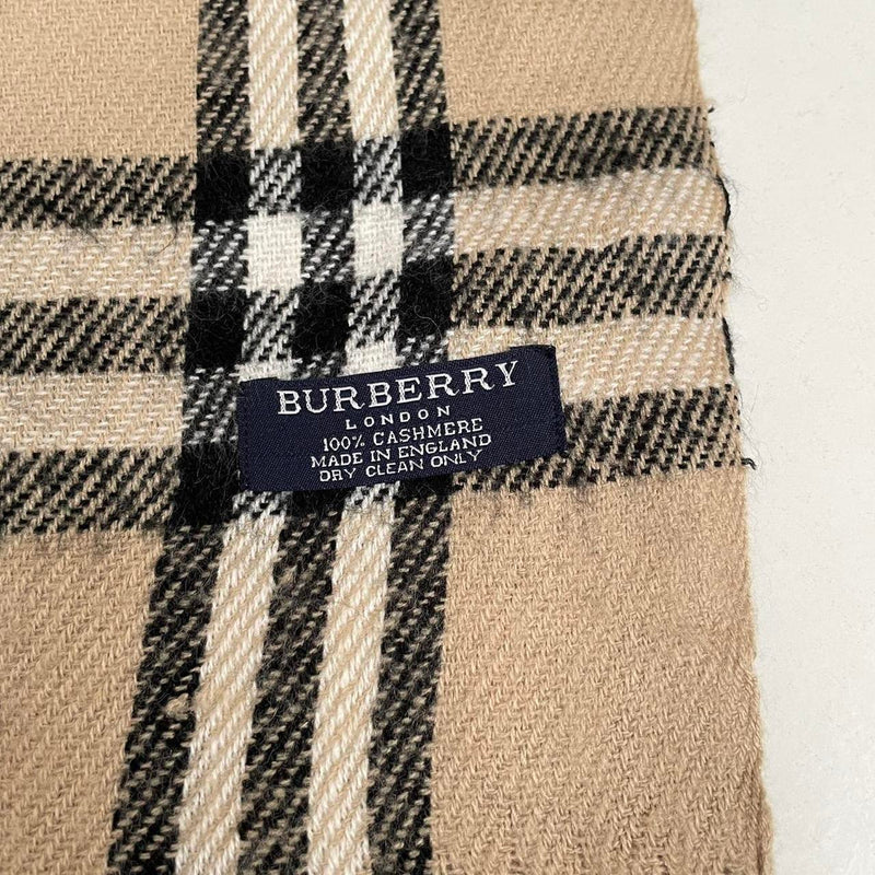 Vintage 90s Burberry Beige Nova Check Cashmere Scarf