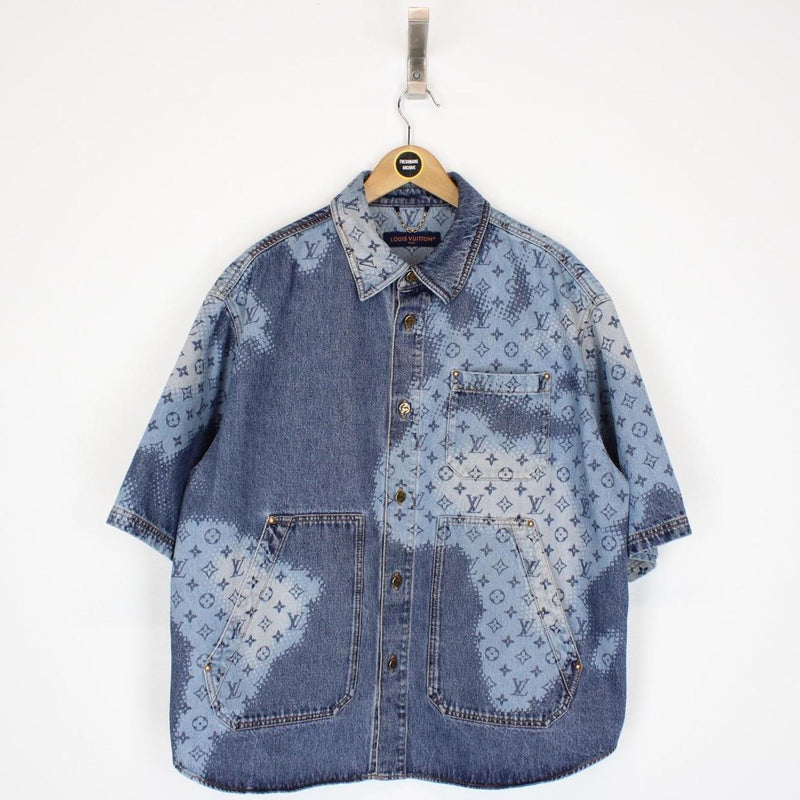 Louis Vuitton Blue LV Monogram Short Sleeve Denim Workwear Shirt