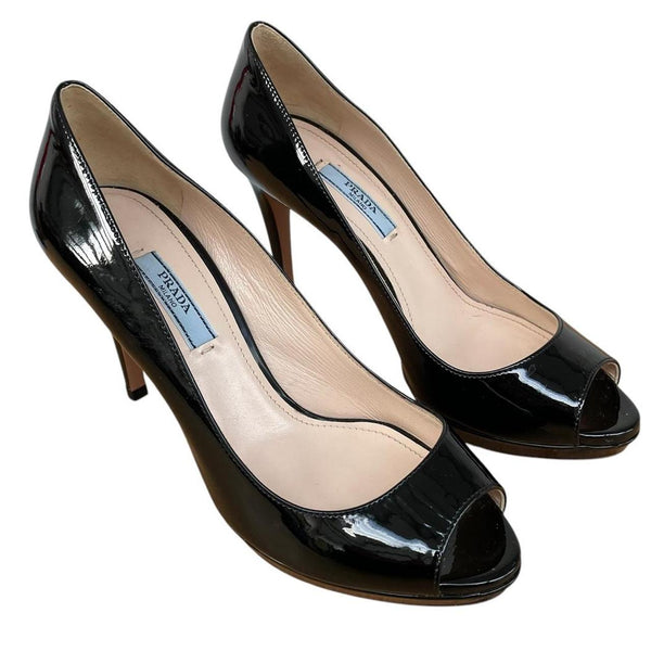 Prada Black Patent Leather High Heels