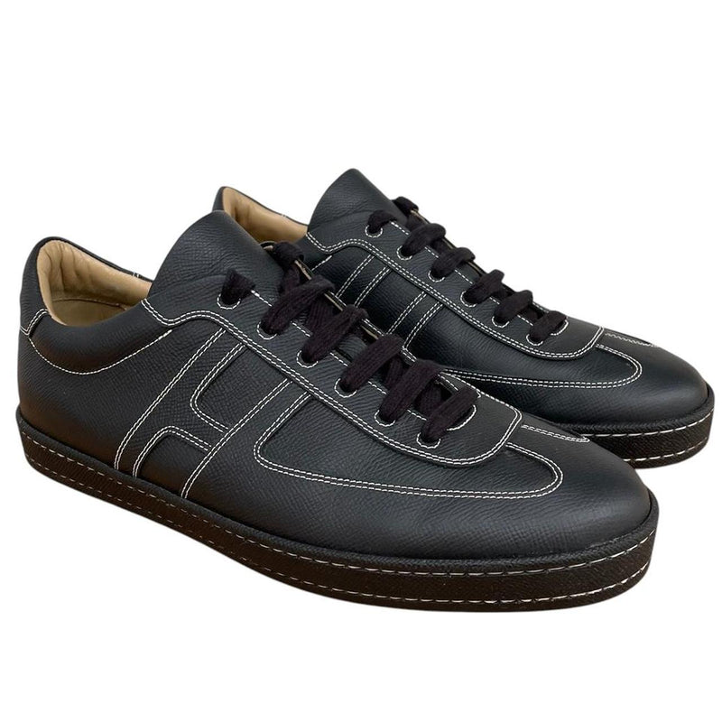 Hermes Boomerang Black Leather Trainers