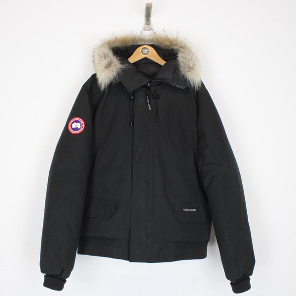 Canada Goose Black Chilliwack Bomber Down Jacket with Fur Trim