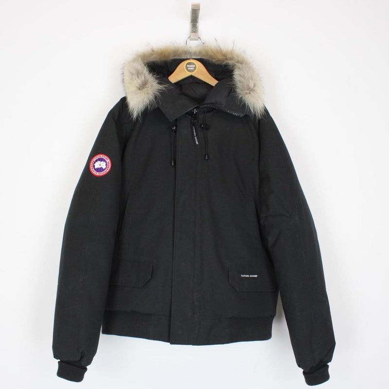 Canada Goose Black Chilliwack Bomber Down Jacket with Fur Trim