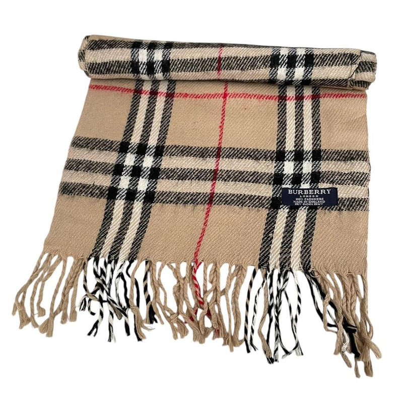 Vintage 90s Burberry Beige Nova Check Cashmere Scarf