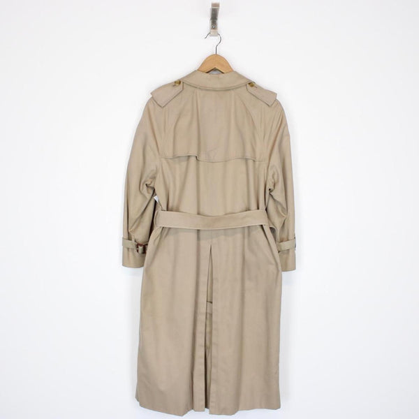 Vintage 90s Burberry Beige Nova Check Double Breasted Belted Trench Coat