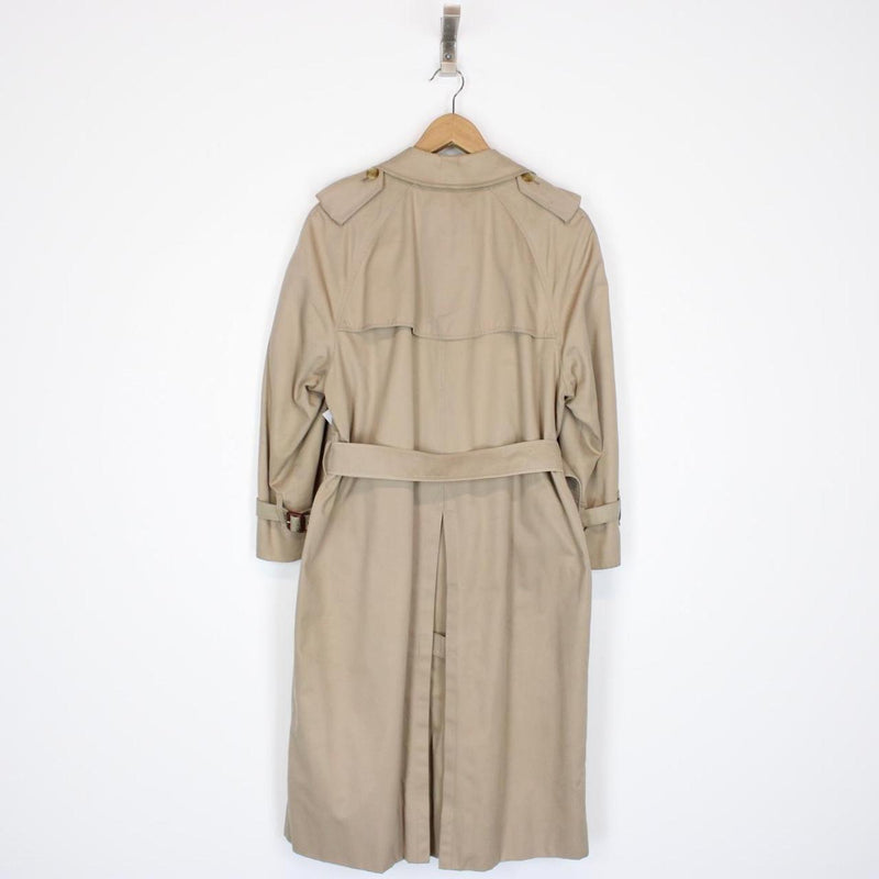 Vintage 90s Burberry Beige Nova Check Double Breasted Belted Trench Coat