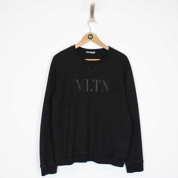 Valentino VLTN Print Black Cotton Sweatshirt Jumper