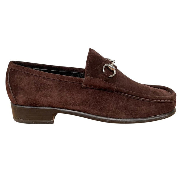 Gucci Brown Horsebit Suede Leather Loafers