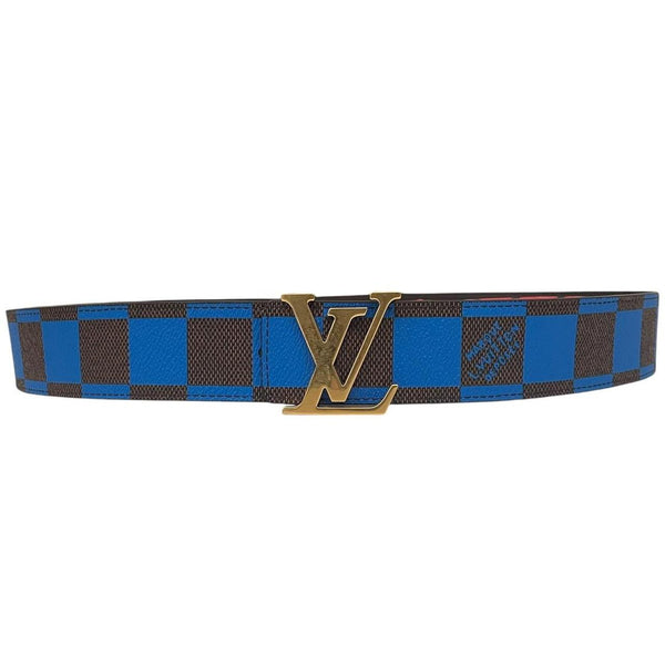 Louis Vuitton Blue and Brown Damier Initials Reversible Belt