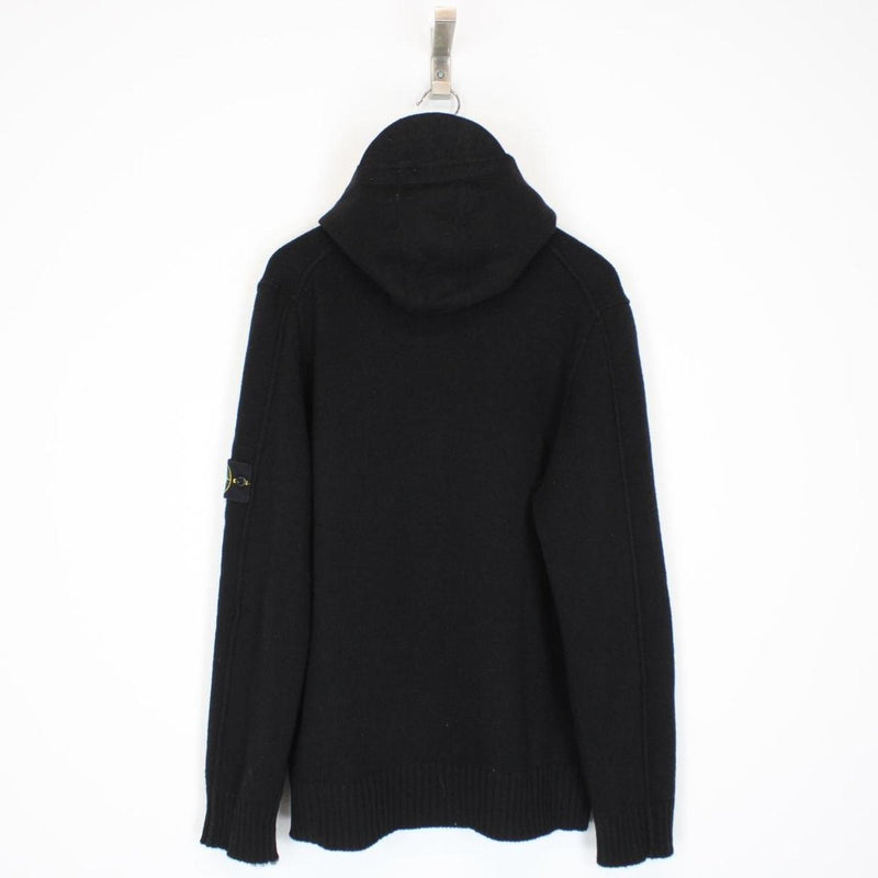 Stone Island AW 2008 Black Wool Knit Hoodie Jumper