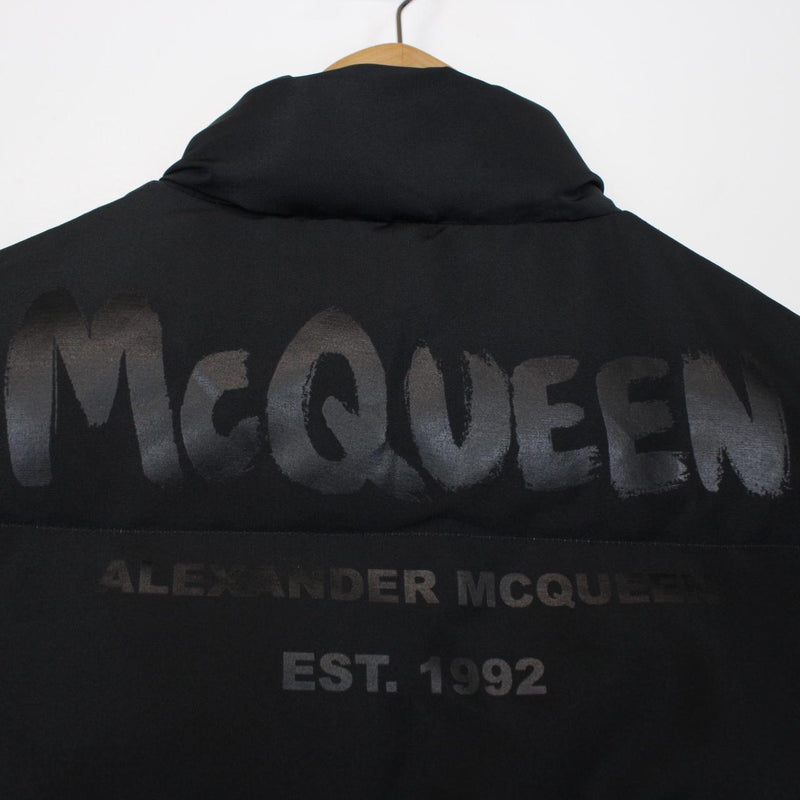 Alexander McQueen Black Graffiti Print Padded Gilet