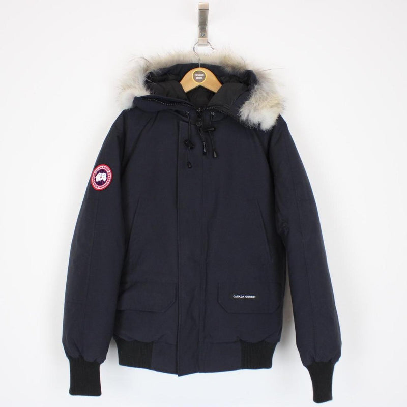 Canada Goose Navy Blue Chilliwack Bomber Down Jacket with Fur Trim