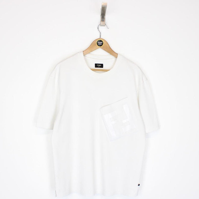 Fendi White Zucca Monogram Cotton Short Sleeve T-Shirt