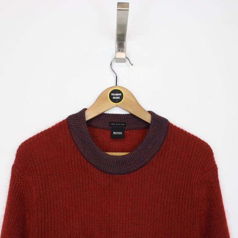 Hugo Boss Burnt Orange Mohair Virgin Wool Knit Jumper