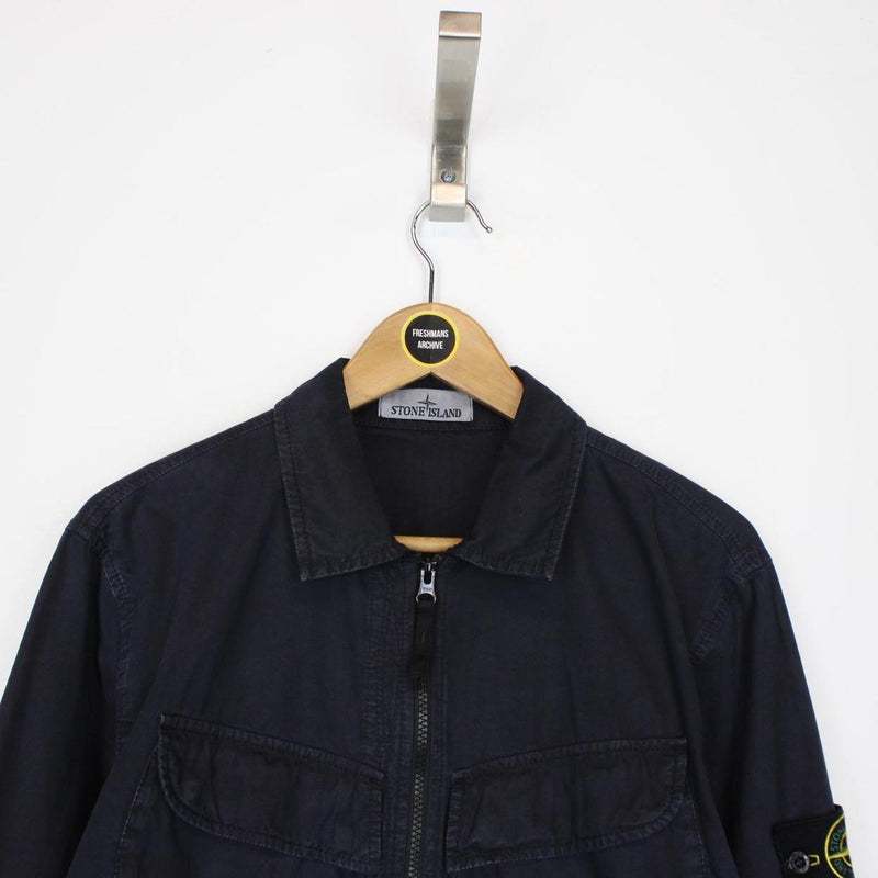 Stone Island AW 2022 Navy Blue Full Zip Overshirt Jacket