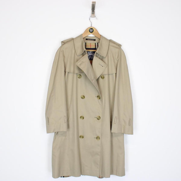 Vintage 90s Burberry Beige Nova Check Double Breasted Trench Coat