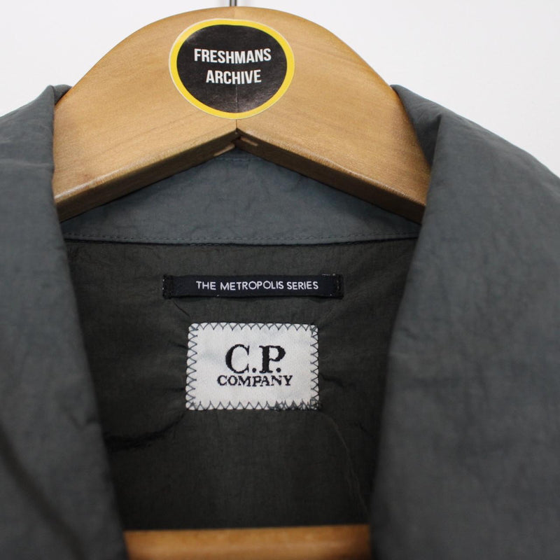 CP Company Grey Metropolis Patch Logo Nylon Overshirt Jacket