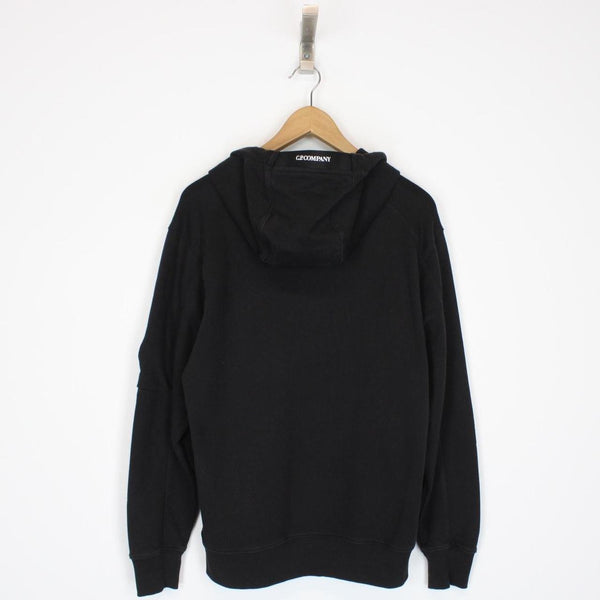 CP Company Black Diagonal Fleece Cotton Hoodie Jumper