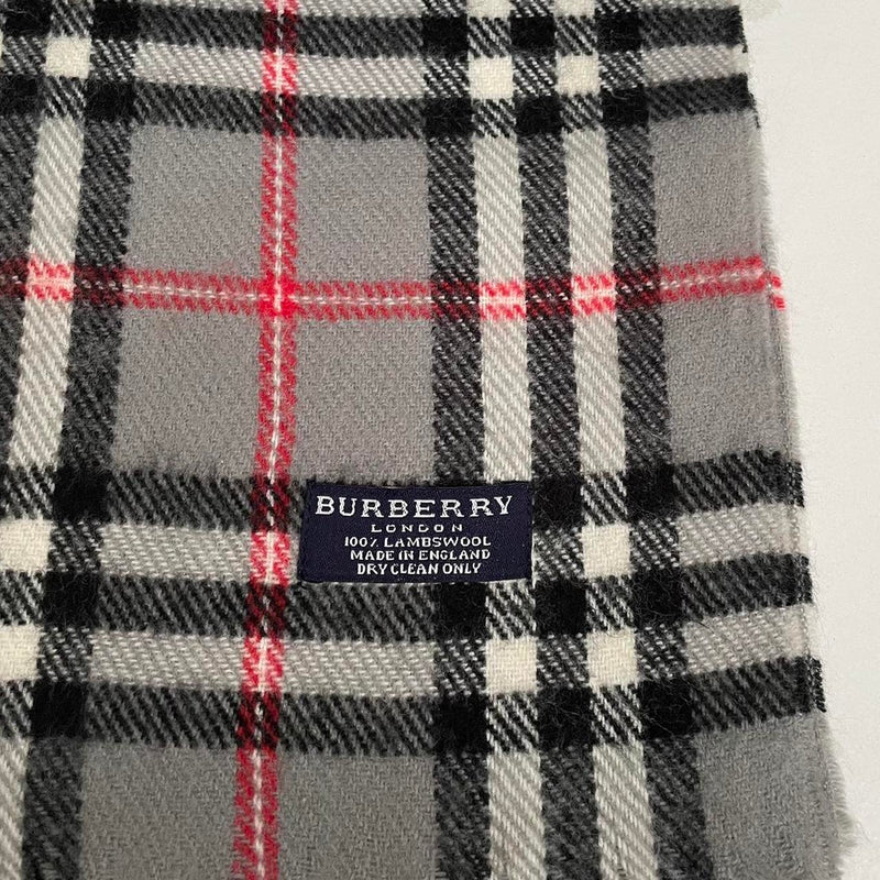 Vintage 90s Burberry Grey Nova Check Lambswool Scarf