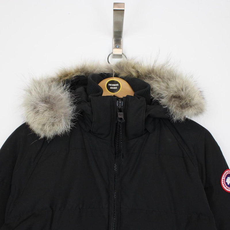 Canada Goose Black Savona Bomber Down Jacket with Fur Trim