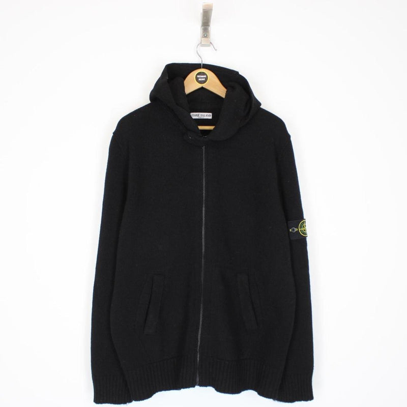 Stone Island AW 2008 Black Wool Knit Hoodie Jumper