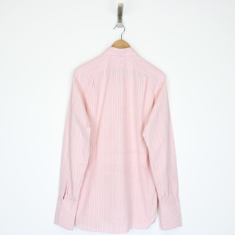 Gucci Pink and White Striped Long Sleeve Cotton Formal Shirt