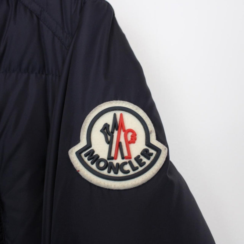 Moncler Nil Navy Blue and White Full Zip Waterproof Down Puffer Jacket