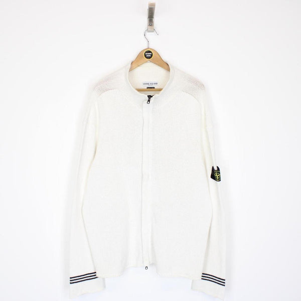 Vintage Stone Island SS 2004 White Cotton Knit Sweatshirt Jumper