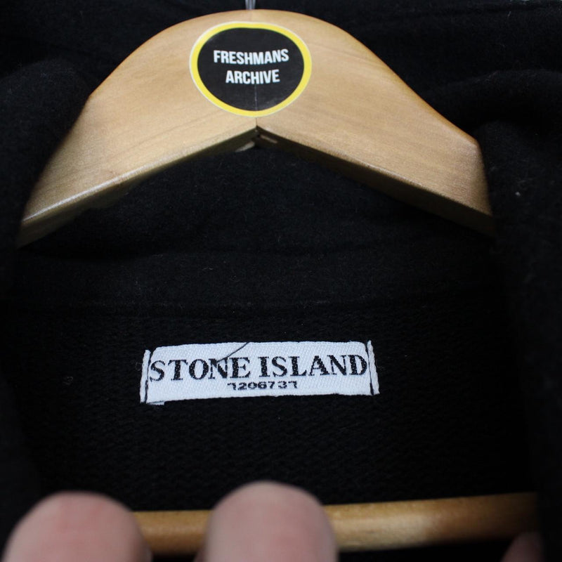 Stone Island AW 2008 Black Wool Knit Hoodie Jumper