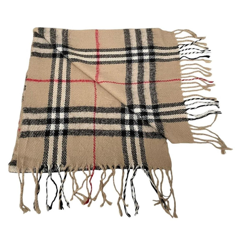 Vintage 90s Burberry Beige Nova Check Cashmere Scarf