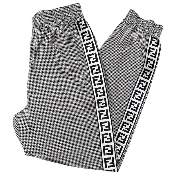 Fendi Black and White Tapered Fit Zucca Monogram Trousers