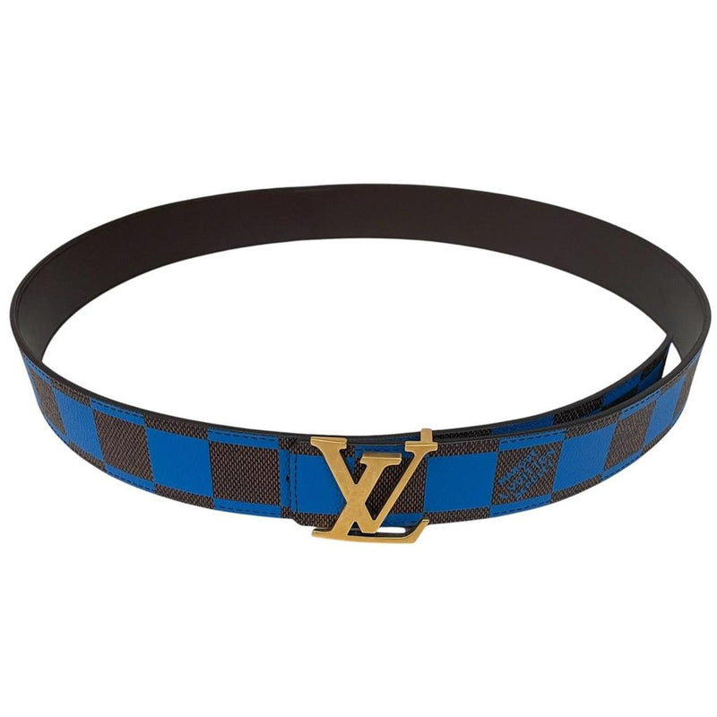 Louis Vuitton Blue and Brown Damier Initials Reversible Belt